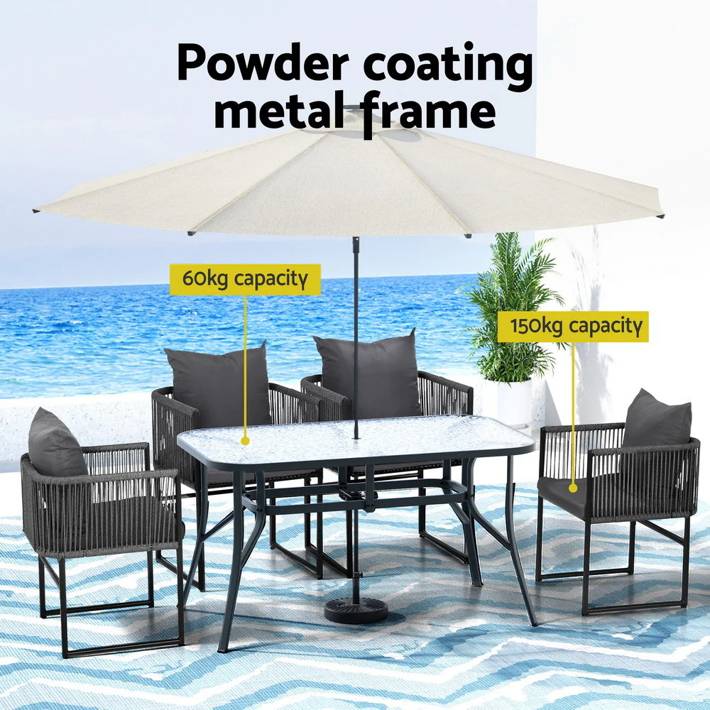5PC Outdoor Dining Set Table and Chairs Patio Furniture Garden Bistro Set Black - Image 4