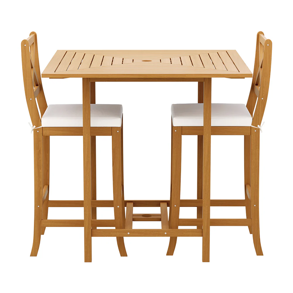 5pcs Outdoor Bar Table 4 Seater Stools Bistro Set Patio Acacia Wood - Image 3