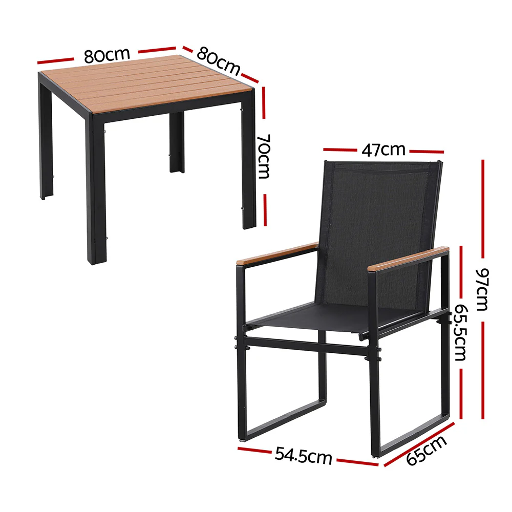 5PCS Outdoor Dining Set Table and Chairs Patio Garden Furniture Bistro Set - Image 3