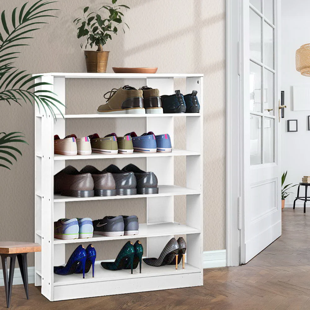 6-Tier Shoe Rack – White (Holds up to 30 Pairs)