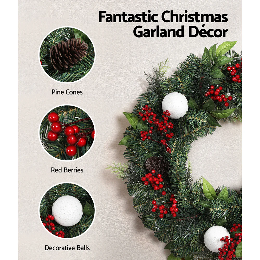 60cm Christmas Wreath with Decorations – Perfect Festive Xmas Accent - Image 5