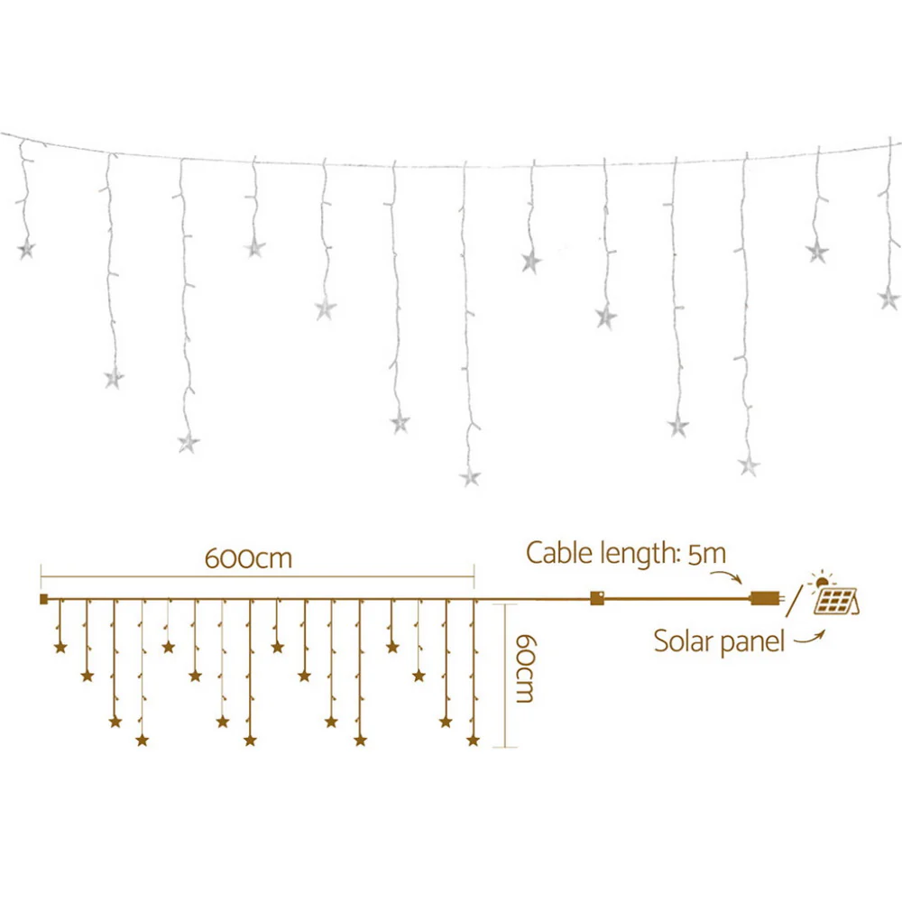 6M Christmas Icicle Lights String Light 160 LED Solar Powered Warm - Image 2