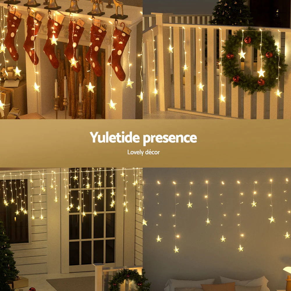 6M Christmas Icicle Lights String Light 160 LED Solar Powered Warm - Image 5