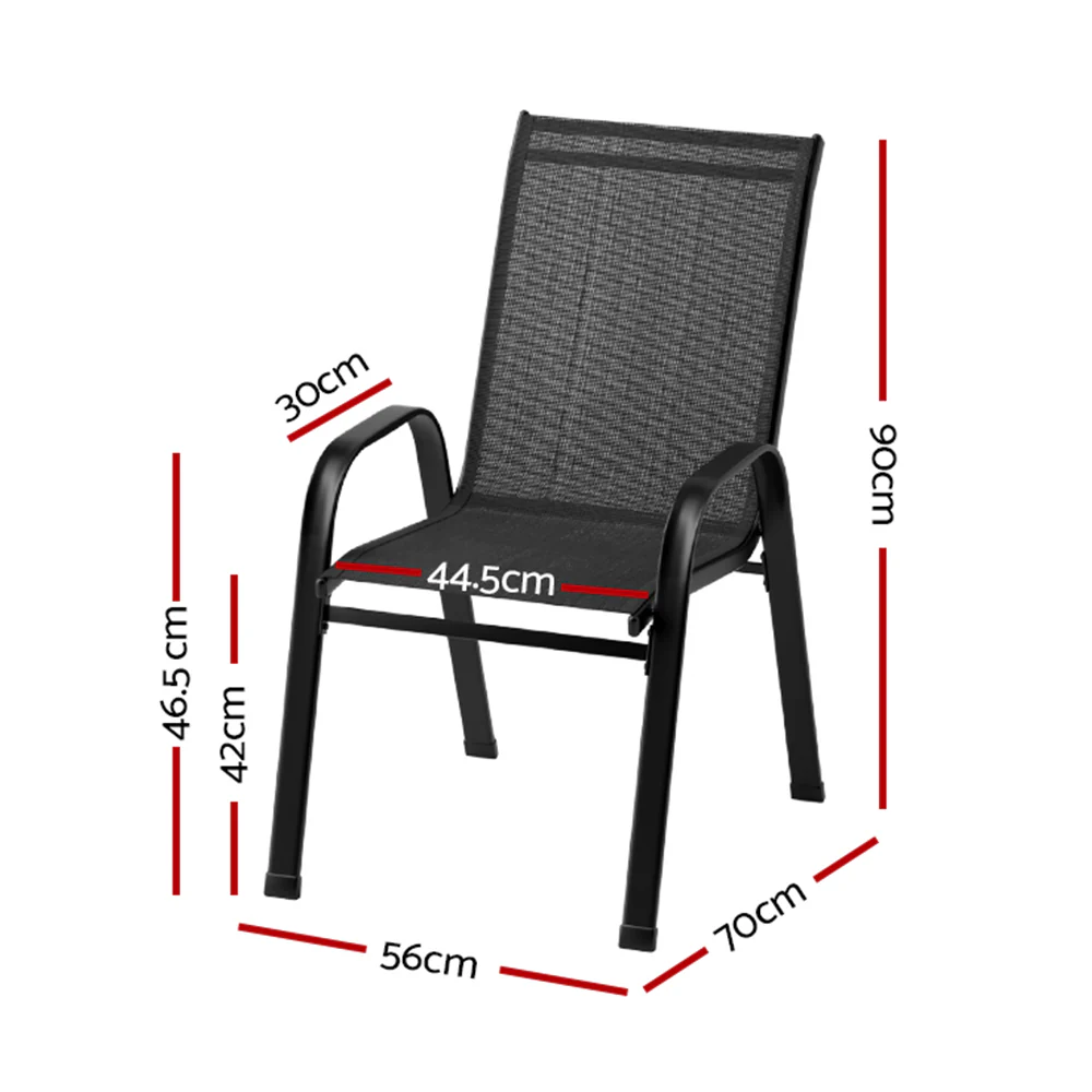 6PC Outdoor Dining Chairs Stackable Lounge Chair Patio Furniture Black - Image 2