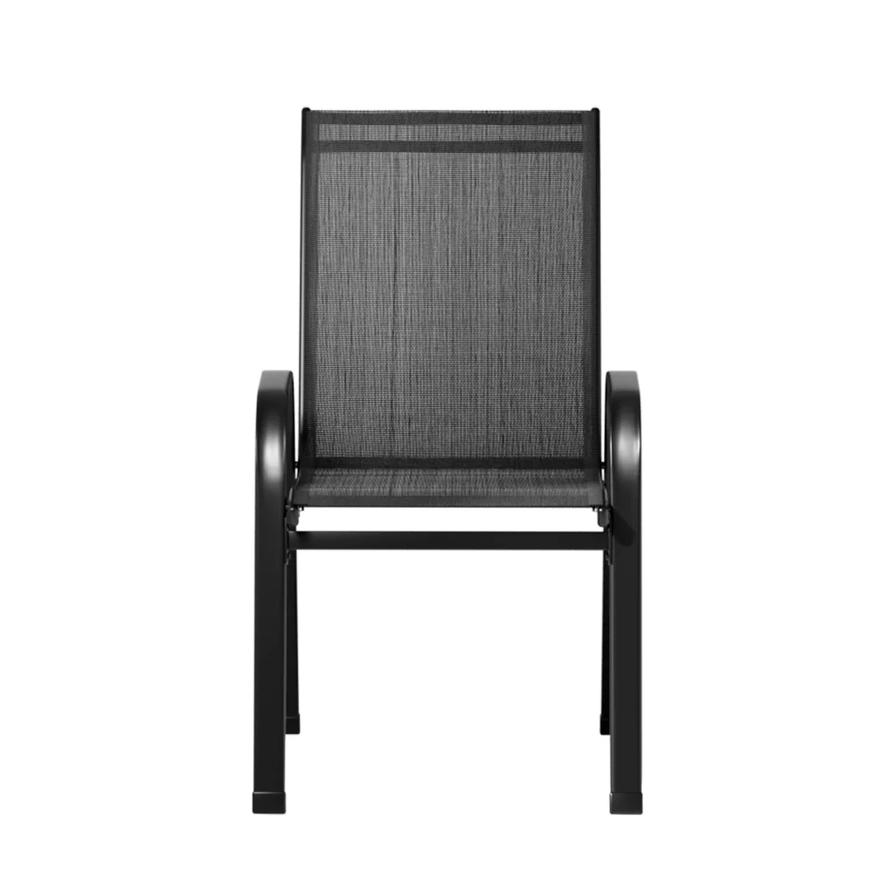 6PC Outdoor Dining Chairs Stackable Lounge Chair Patio Furniture Black - Image 3
