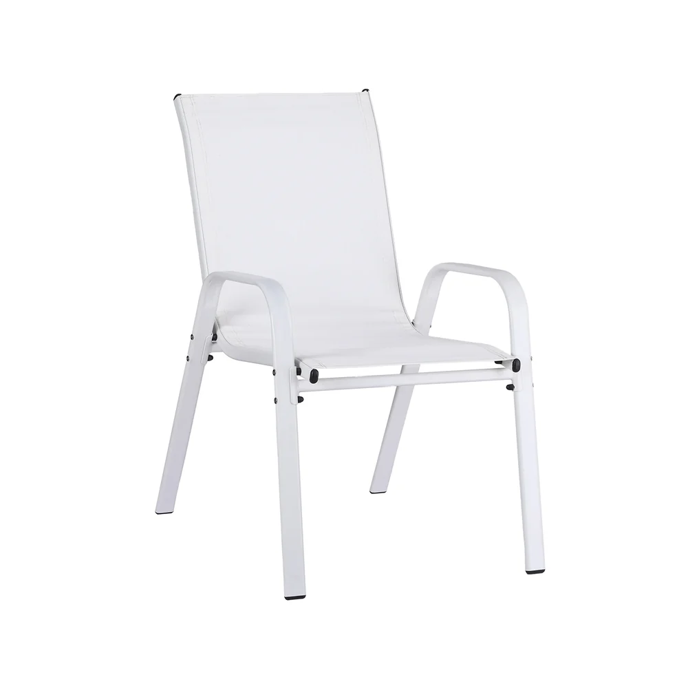 6PC Outdoor Dining Chairs Stackable Lounge Chair Patio Furniture White - Image 3