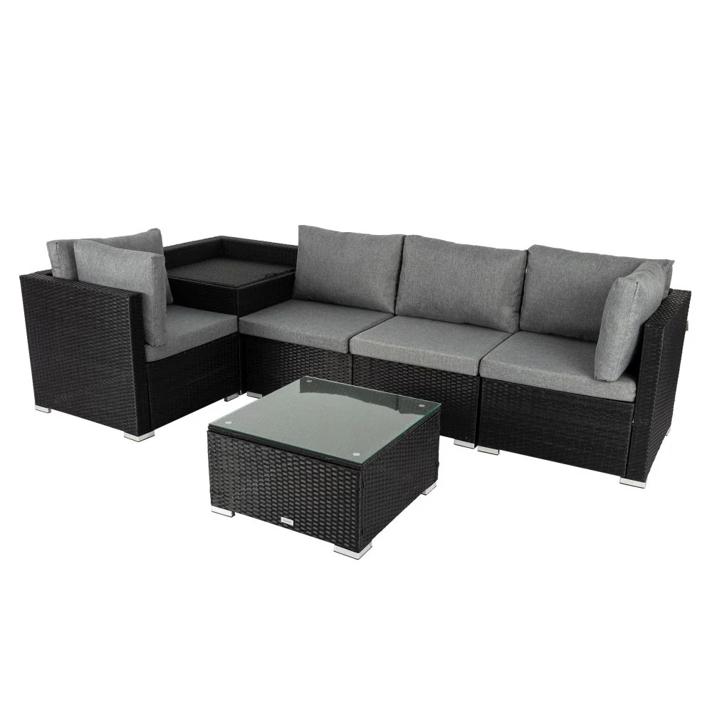 6PCS Outdoor Modular Lounge Sofa Coogee-Black - Image 7