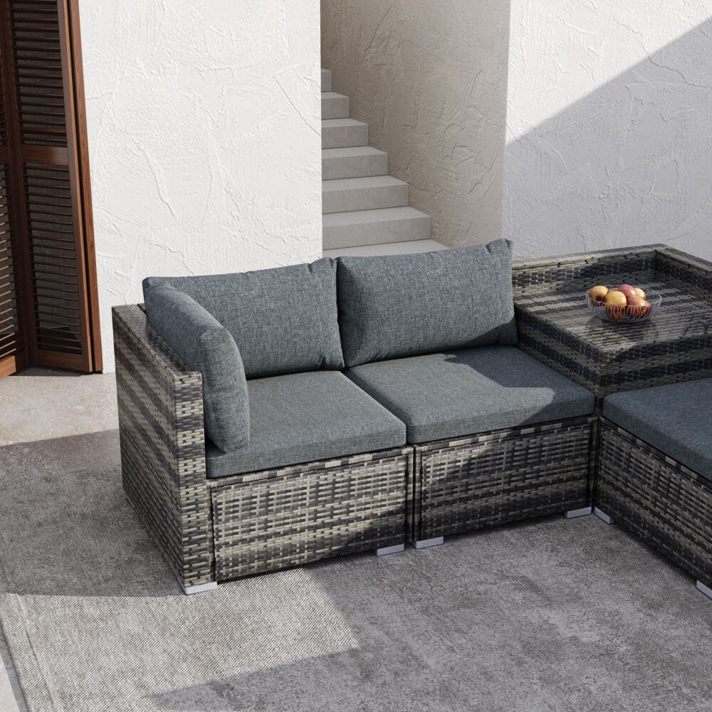 6PCS Outdoor Modular Lounge Sofa Coogee-Grey - Image 4