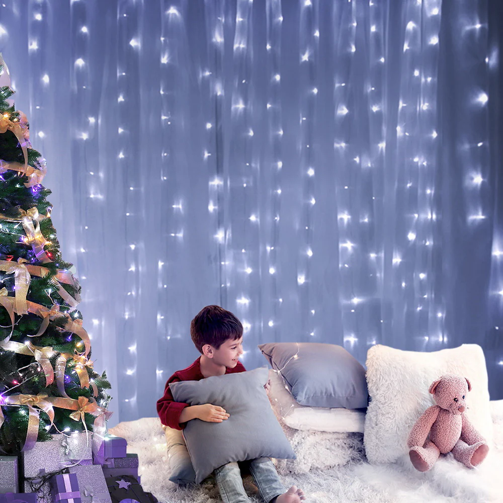 6X3M Christmas Lights Curtain Light Cool White 600 LED - Image 8