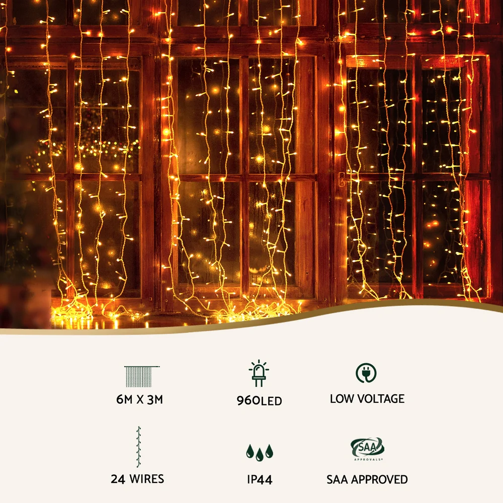 6X3M Christmas Lights Curtain String Light 960 LED RGB Remote - Image 3