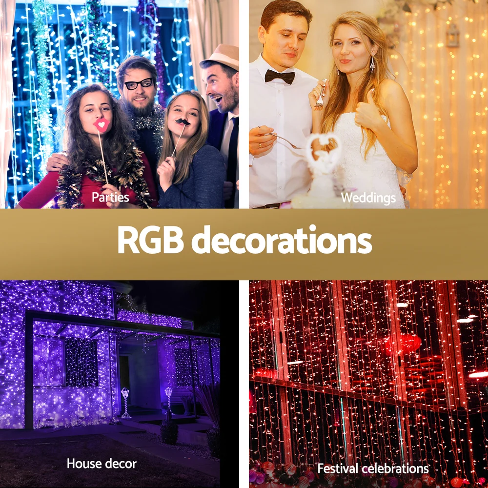 6X3M Christmas Lights Curtain String Light 960 LED RGB Remote - Image 4