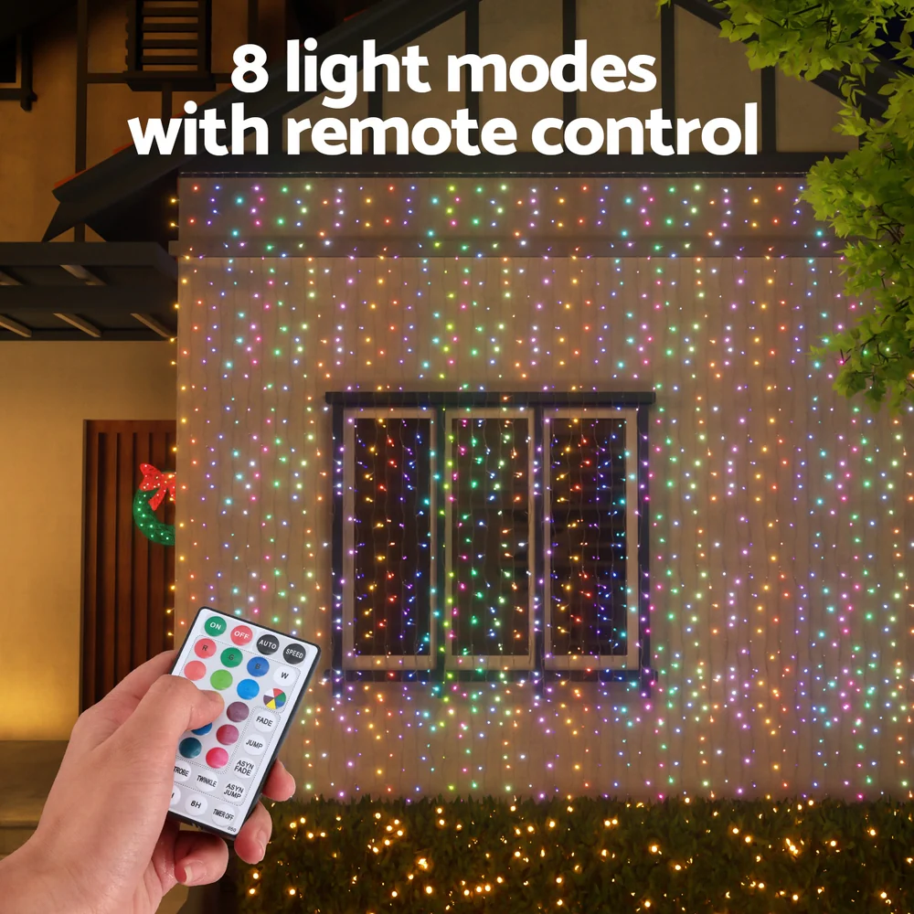 6X3M Christmas Lights Curtain String Light 960 LED RGB Remote - Image 5