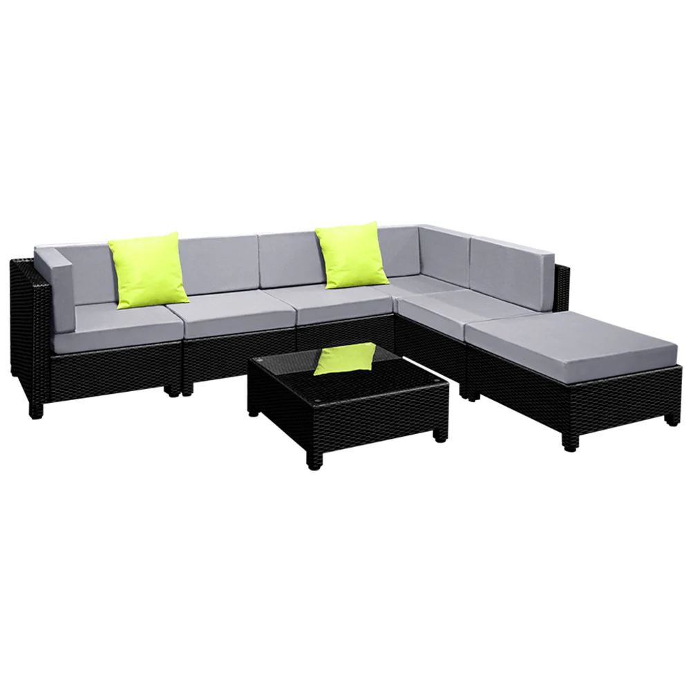 7-Piece Outdoor Sofa Set Wicker Couch Lounge Setting Seat Cover - Image 4