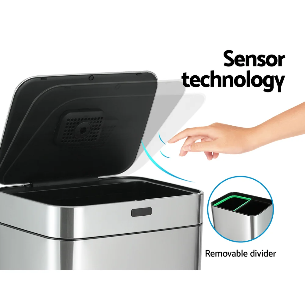 70L Motion Sensor Bin Pedal Bins Automatic Siver - Image 4