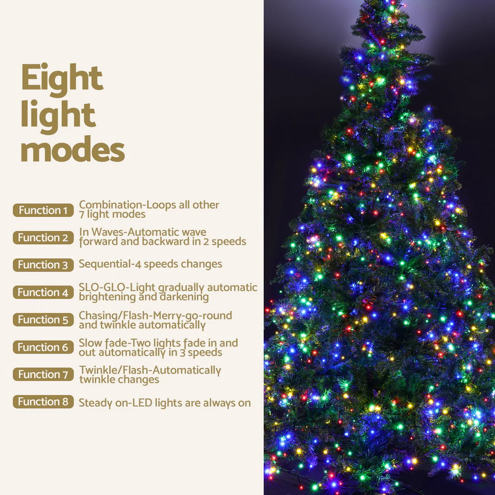 7FT / 2.1M Christmas Tree – 1000 Tips – Pre-lit 1134 Multi-Colour LED Lights (8 Modes) - Image 6