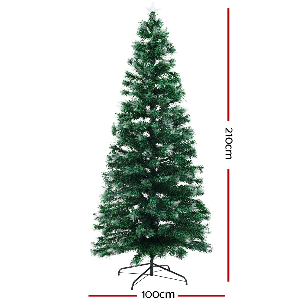 7FT / 2.1M Fibre Optic Christmas Tree – 270 Tips – Pre-lit 274 Multi-Colour LED Fibre Optic Lights + Star Topper - Image 3