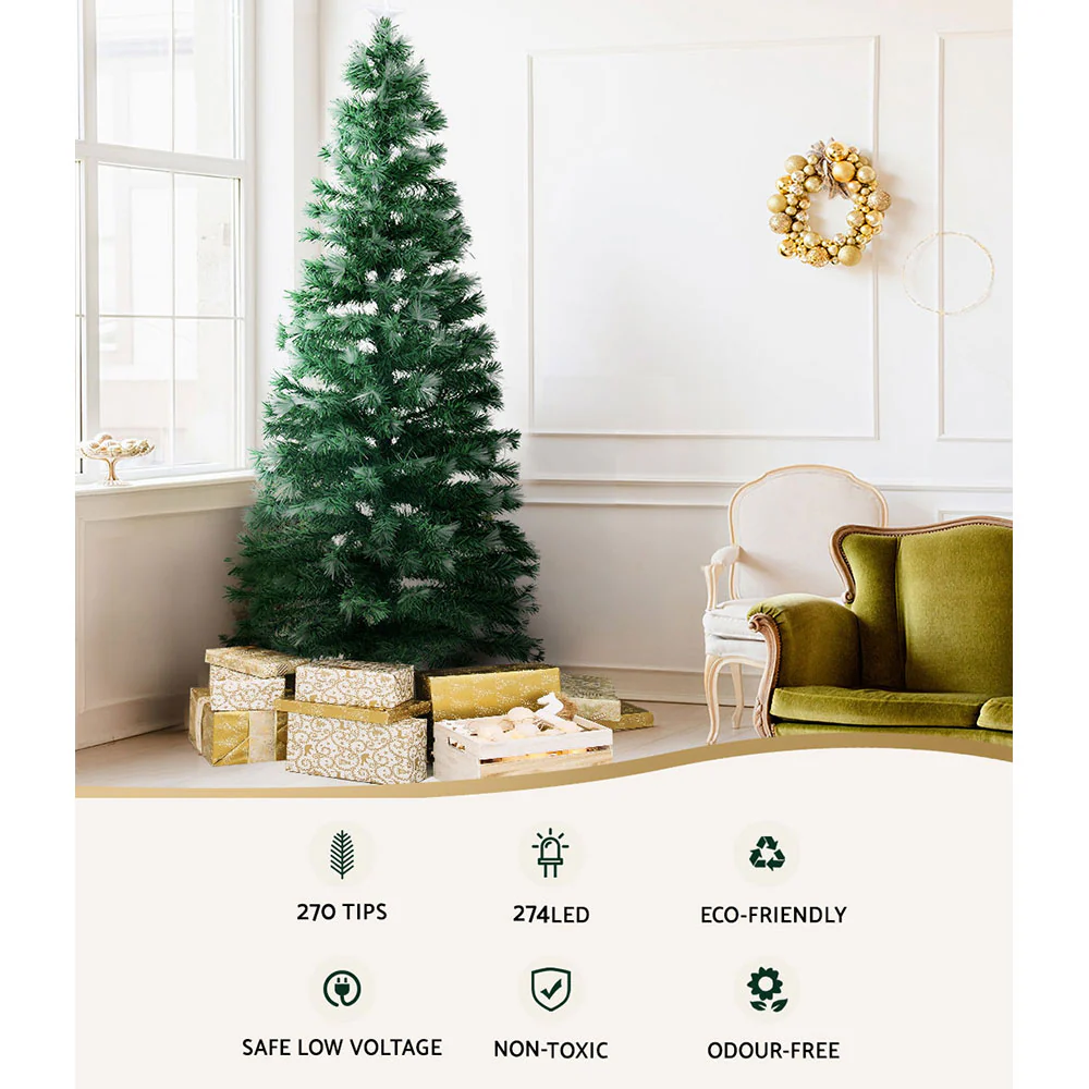 7FT / 2.1M Fibre Optic Christmas Tree – 270 Tips – Pre-lit 274 Multi-Colour LED Fibre Optic Lights + Star Topper - Image 5