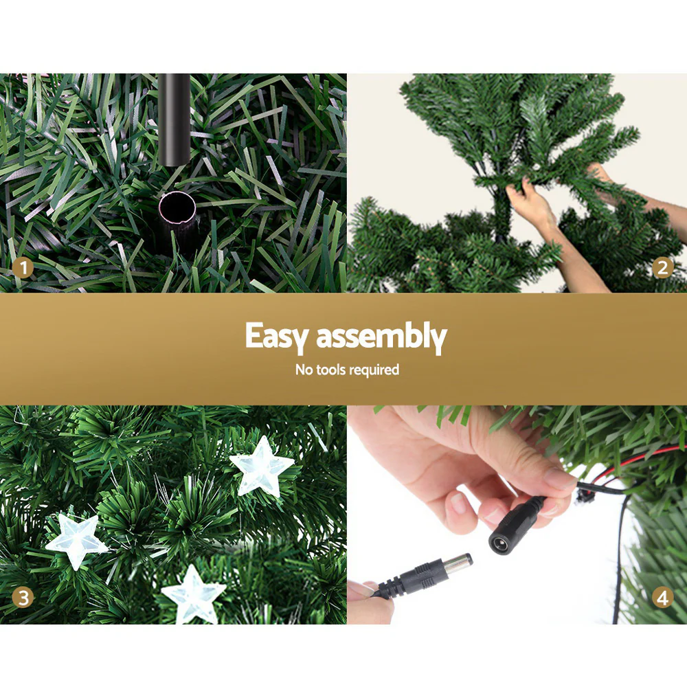 7FT / 2.1M Fibre Optic Christmas Tree – 280 Tips – Pre-lit Multi-Colour LED Fibre Optic Lights with Star Topper & 50 Fibre Optic Stars - Image 4