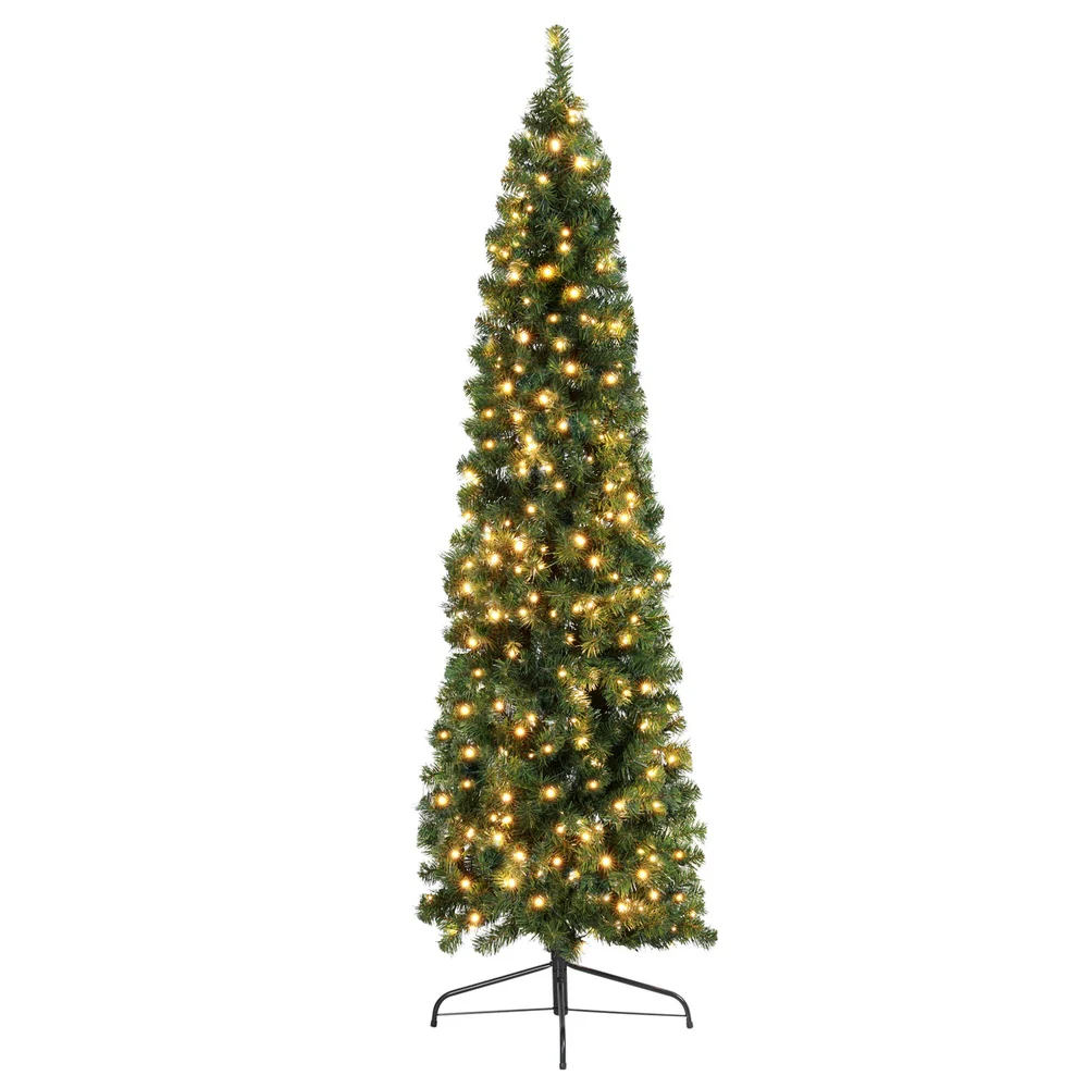 7FT / 2.1M Slim Corner Christmas Tree – 430 Tips – Pre-lit 250 Warm White LED Lights (Space-Saving Design) - Image 3
