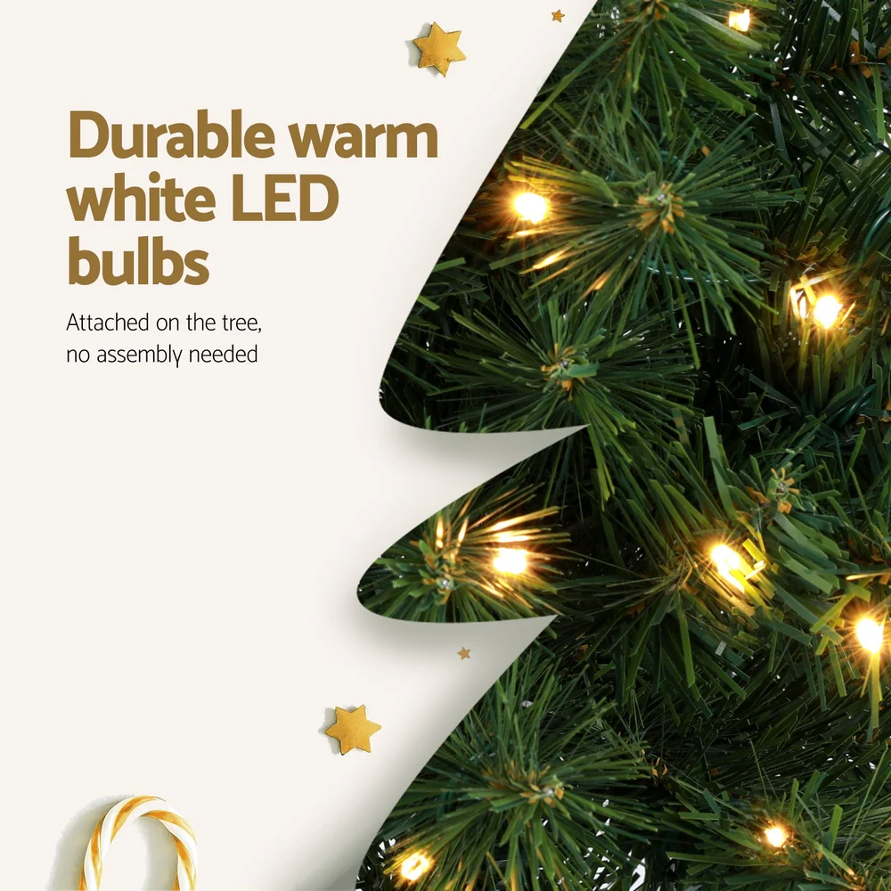 7FT / 2.1M Slim Corner Christmas Tree – 430 Tips – Pre-lit 250 Warm White LED Lights (Space-Saving Design) - Image 6