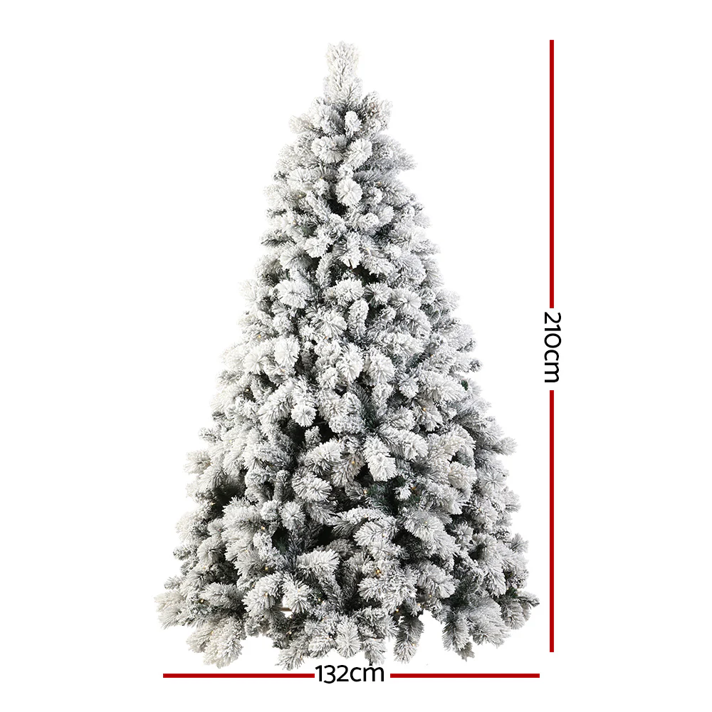 7FT / 2.1M Snowy Christmas Tree – 1189 Tips – Pre-lit 500 Warm White LED Lights - Image 3