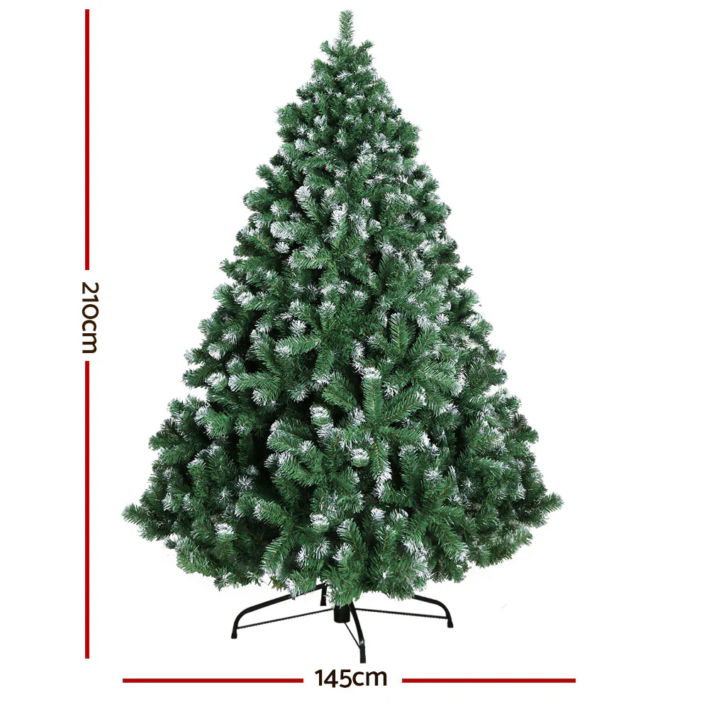 7FT / 2.1M Snowy Christmas Tree – 1250 Tips – Traditional Full Design - Image 3