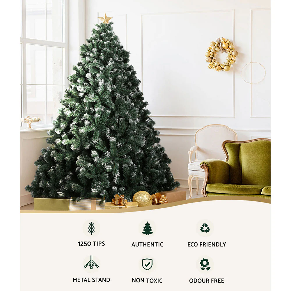 7FT / 2.1M Snowy Christmas Tree – 1250 Tips – Traditional Full Design - Image 5