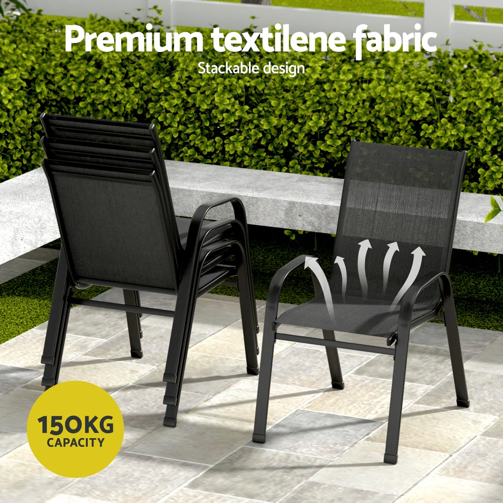 7PC Outdoor Dining Set Table and Chairs Patio Furniture Bistro Set Garden Black - Image 5