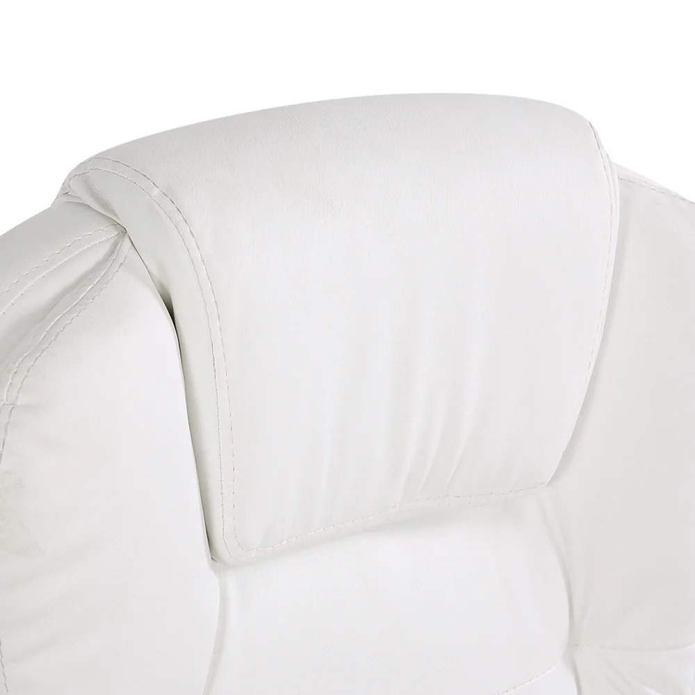 8 Point Massage Office Chair Heated Seat Recliner PU White - Image 7