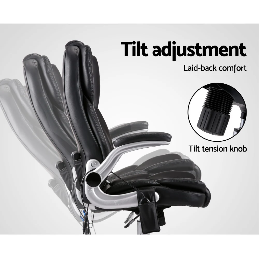 8 Point Massage Office Chair PU Leather Black - Image 3