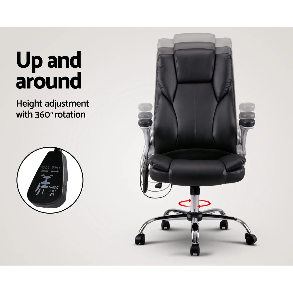 8 Point Massage Office Chair PU Leather Black - Image 5