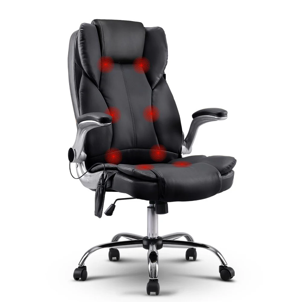 8 Point Massage Office Chair PU Leather Black - Image 8