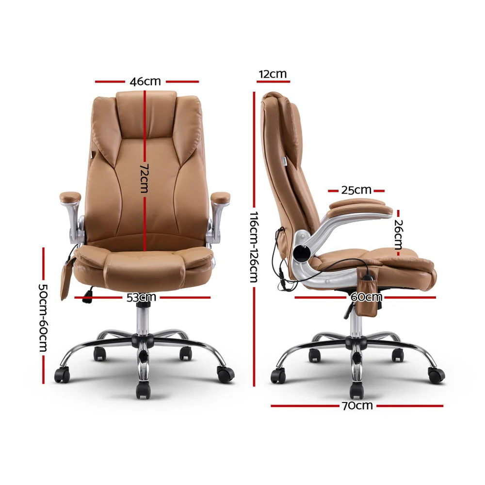 8 Point Massage Office Chair PU Leather Espresso - Image 2