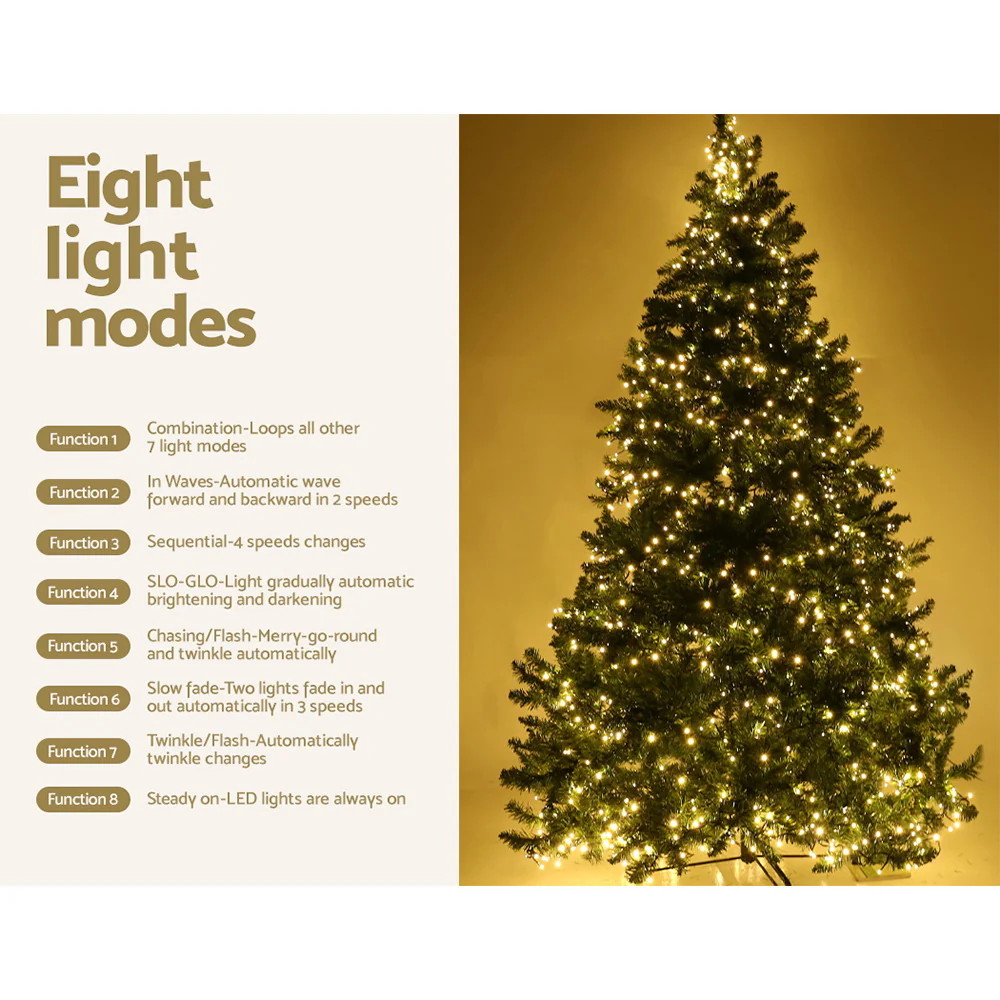 8FT / 2.4M Christmas Tree – 1488 Tips – Pre-lit 1488 Warm White LED Lights (8 Modes) - Image 7