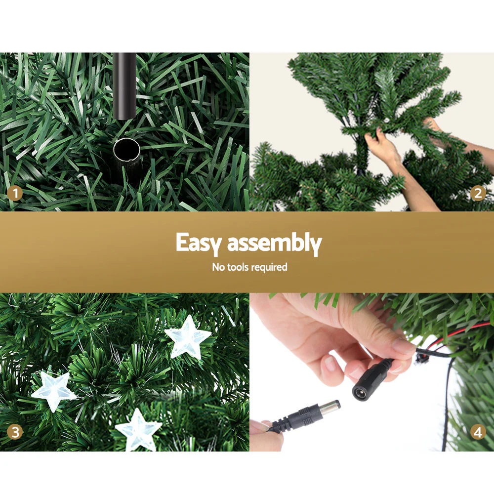 8FT / 2.4M Fibre Optic Christmas Tree – 320 Tips – Pre-lit Multi-Colour LED Fibre Optic Lights with Star Topper & 50 Fibre Optic Stars - Image 4