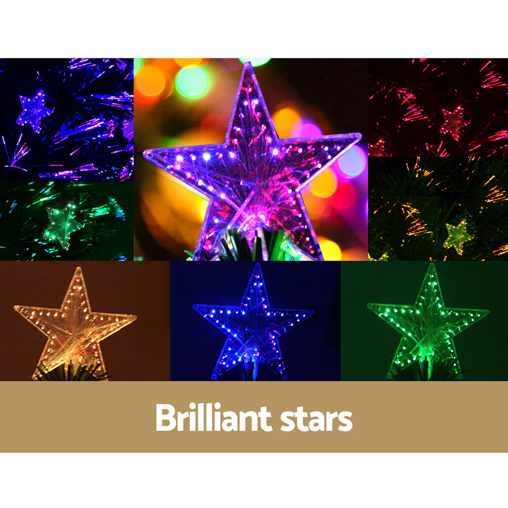 8FT / 2.4M Fibre Optic Christmas Tree – 320 Tips – Pre-lit Multi-Colour LED Fibre Optic Lights with Star Topper & 50 Fibre Optic Stars - Image 5