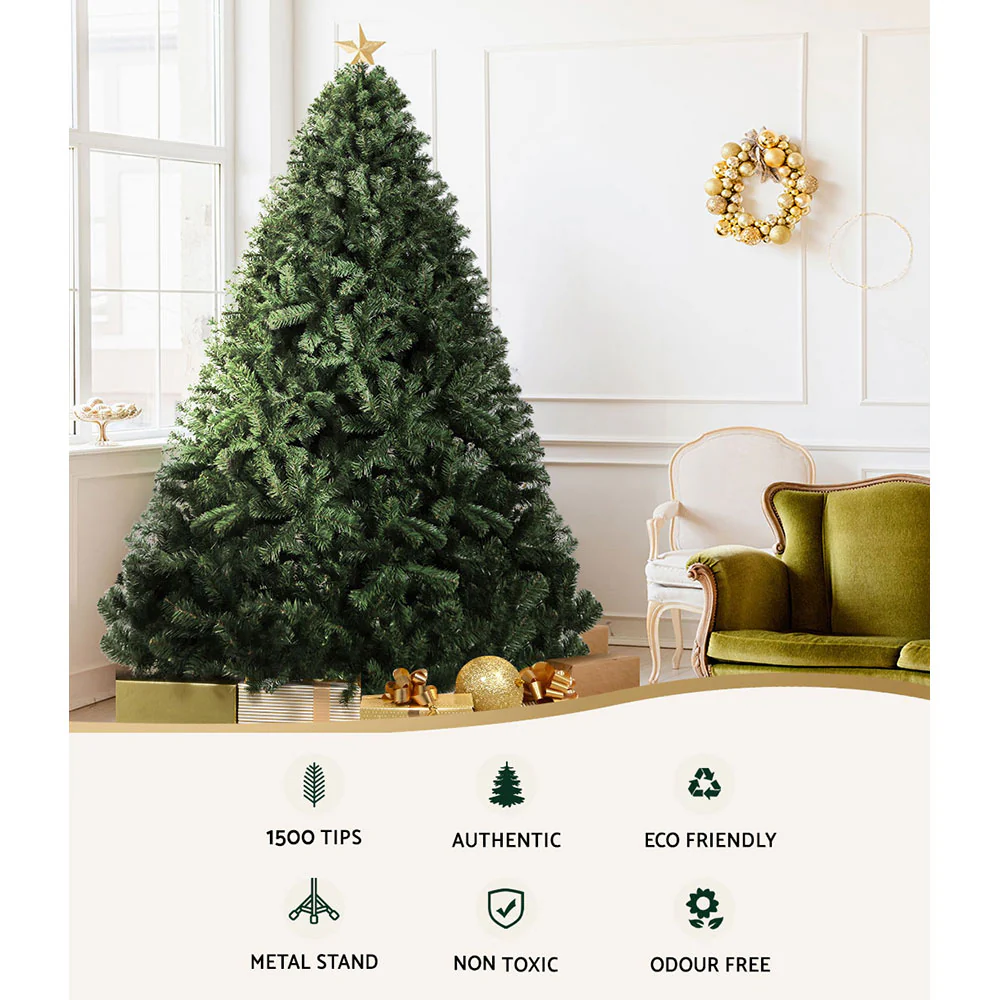 8FT / 2.4M Green Christmas Tree – 1500 Tips – Traditional Full Design - Image 5