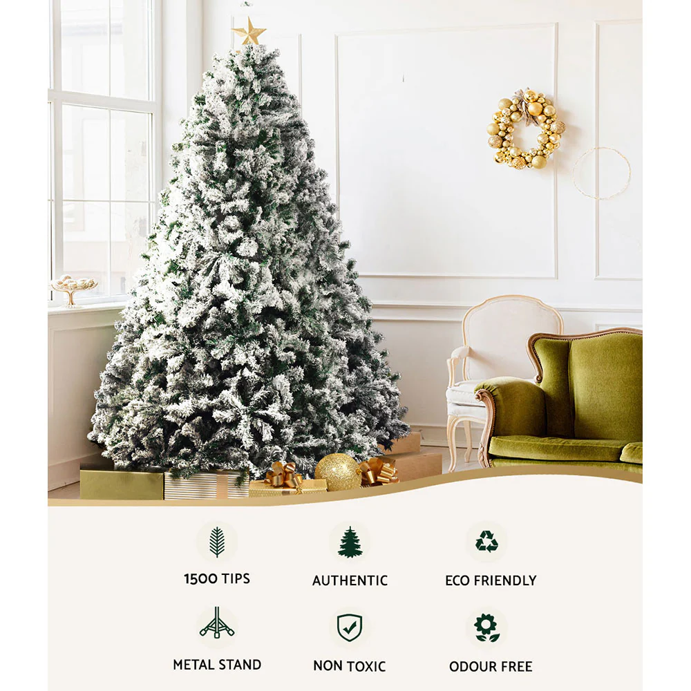 8FT / 2.4M Snow Flocked Christmas Tree – 1500 Tips – Traditional Full Design - Image 5