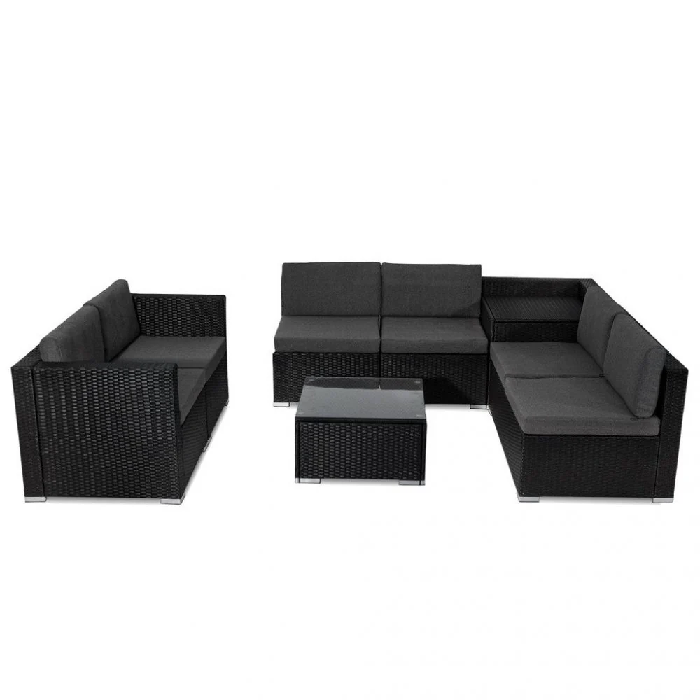 8PCS Outdoor Furniture Modular Lounge Sofa Lizard-Black - Image 5