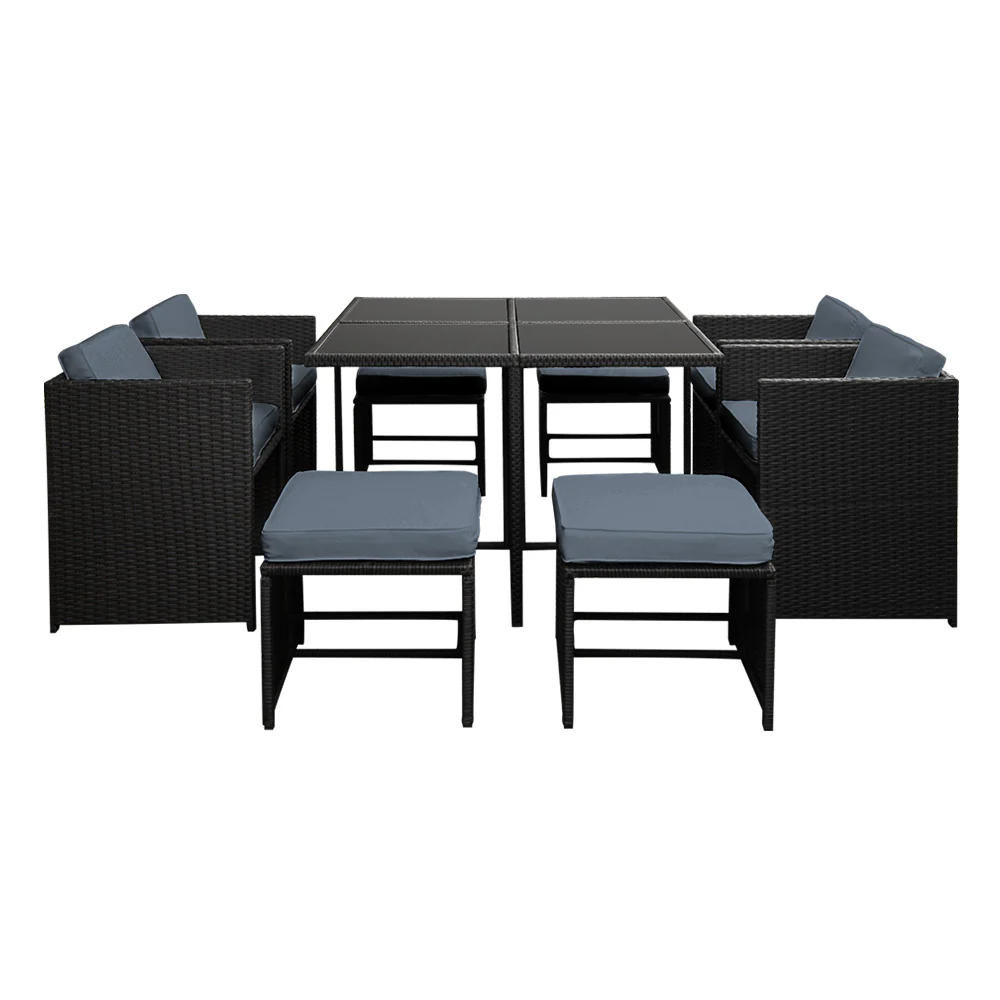 9 Piece Harvey Outdoor Dining Set - Black - Image 3