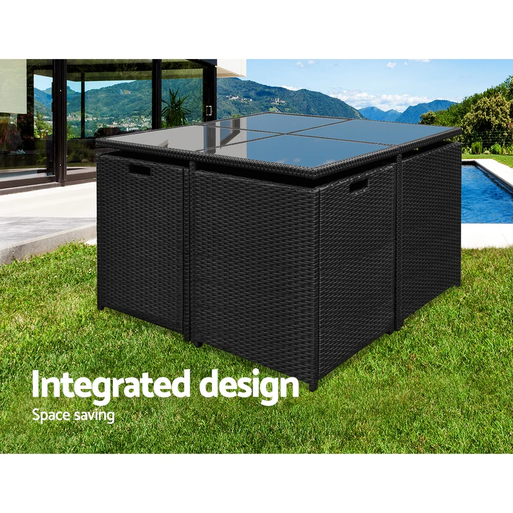 9 Piece Harvey Outdoor Dining Set - Black - Image 4