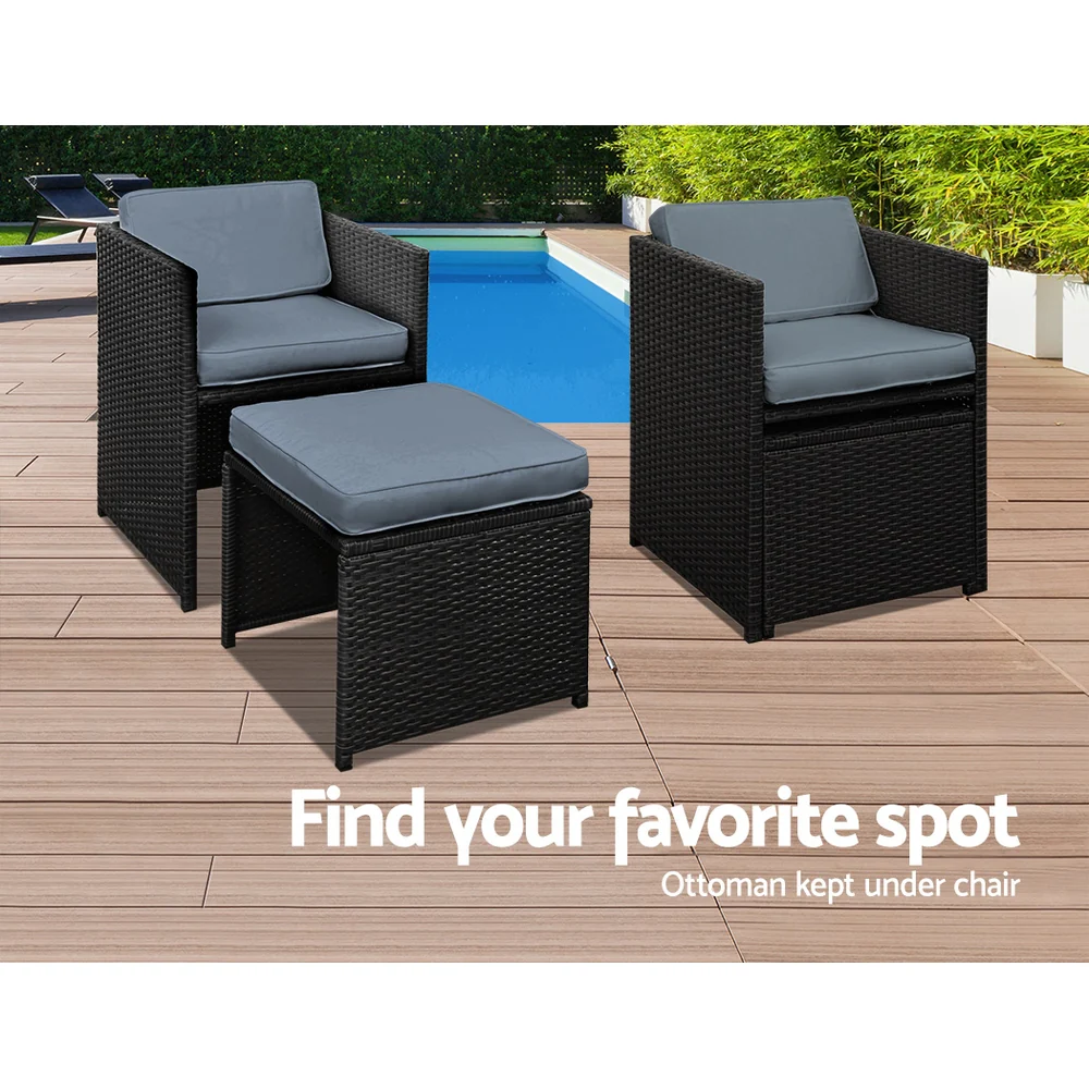 9 Piece Harvey Outdoor Dining Set - Black - Image 6