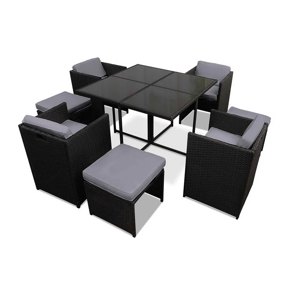 9 Piece Harvey Outdoor Dining Set - Black - Image 7