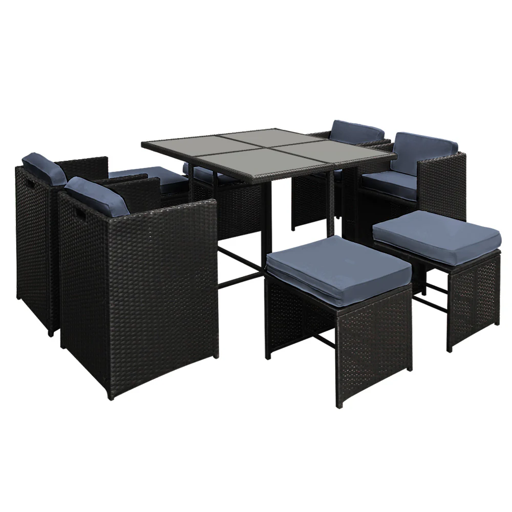 9 Piece Harvey Outdoor Dining Set - Black - Image 8