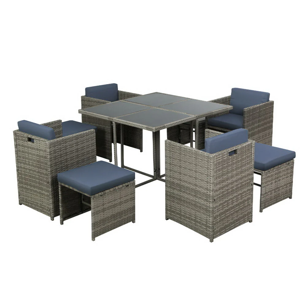 9 Piece Harvey Outdoor Dining Set - Grey - Image 3