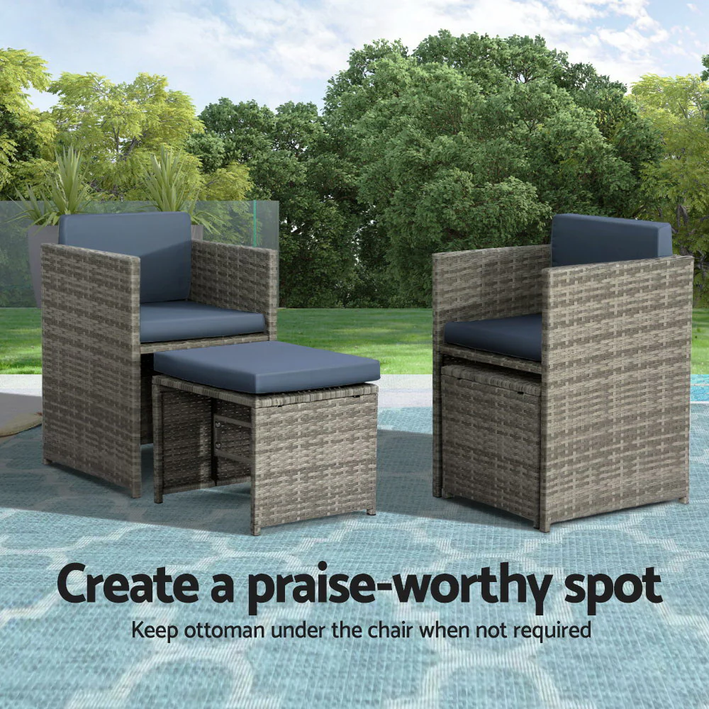 9 Piece Harvey Outdoor Dining Set - Grey - Image 5