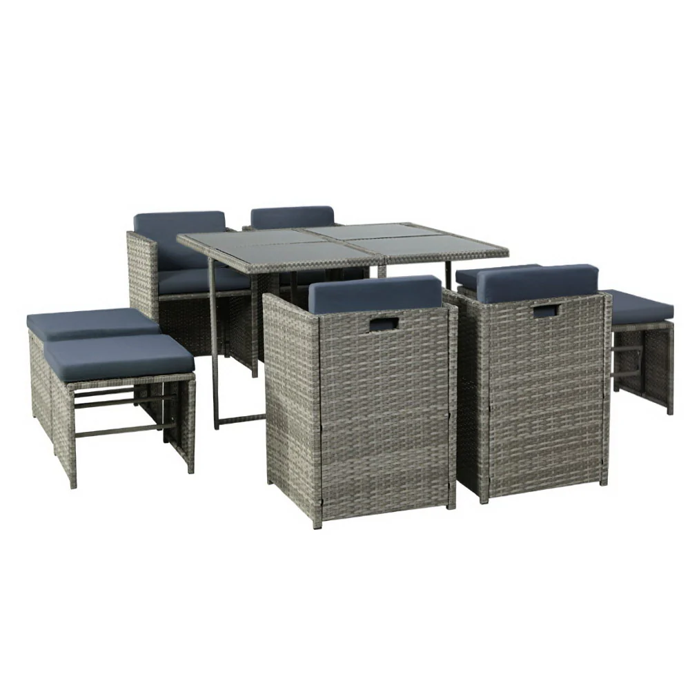 9 Piece Harvey Outdoor Dining Set - Grey - Image 7