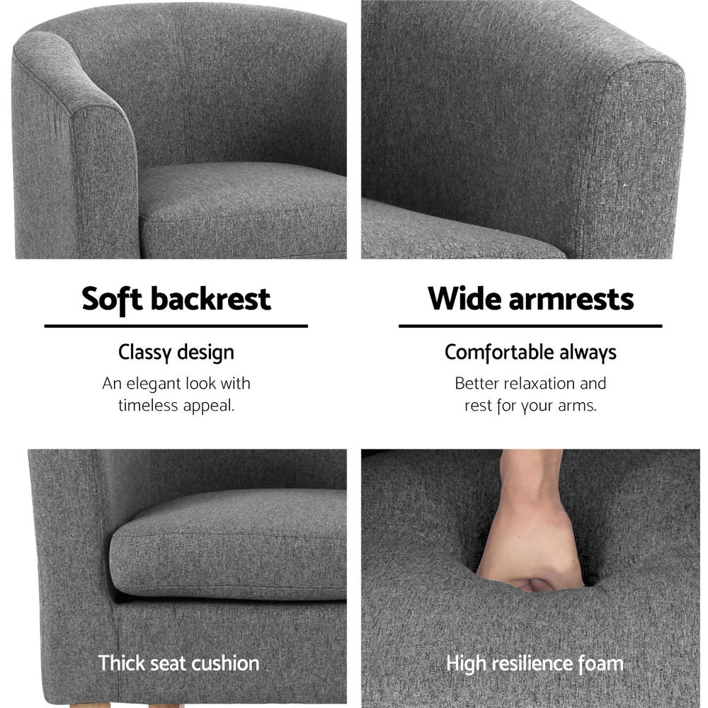 Abby Fabric Armchair - Grey - Image 6