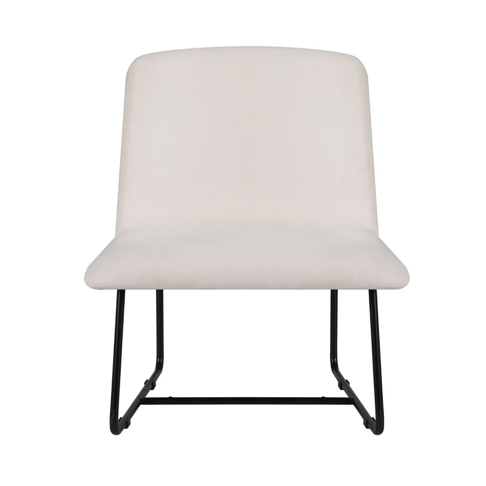 Accent Chair Armless Armchair Sled Cross Leg Beige - Image 3