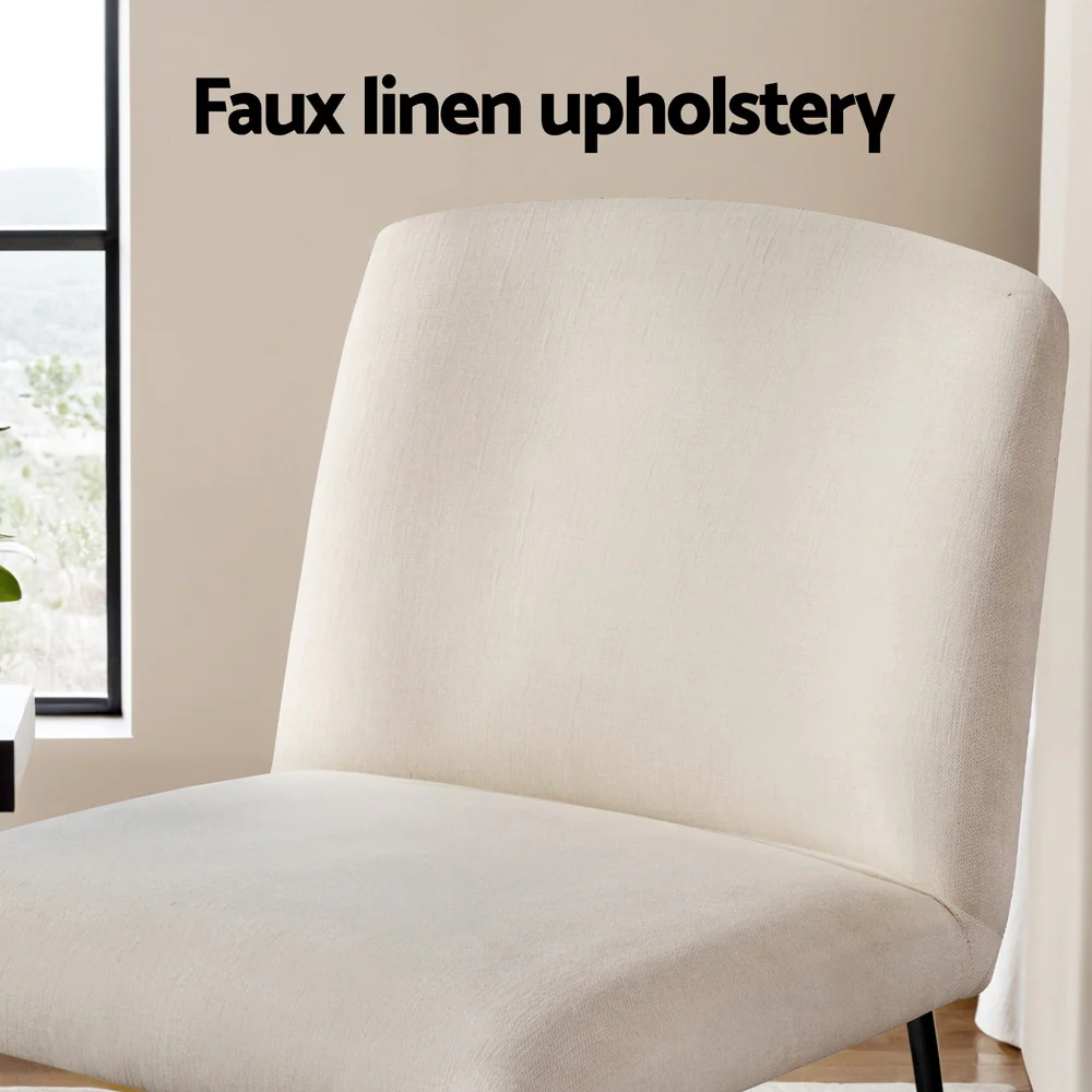 Accent Chair Armless Armchair Sled Cross Leg Beige - Image 5